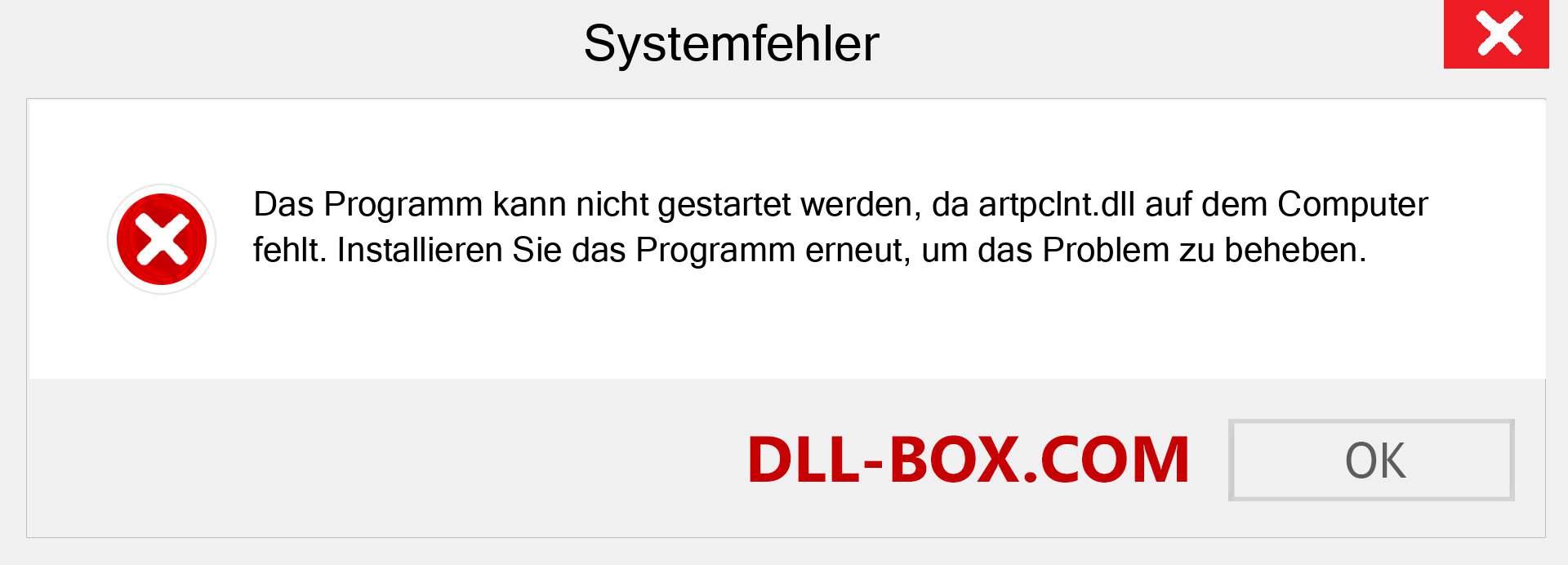 artpclnt.dll-Datei fehlt?. Download für Windows 7, 8, 10 - Fix artpclnt dll Missing Error unter Windows, Fotos, Bildern